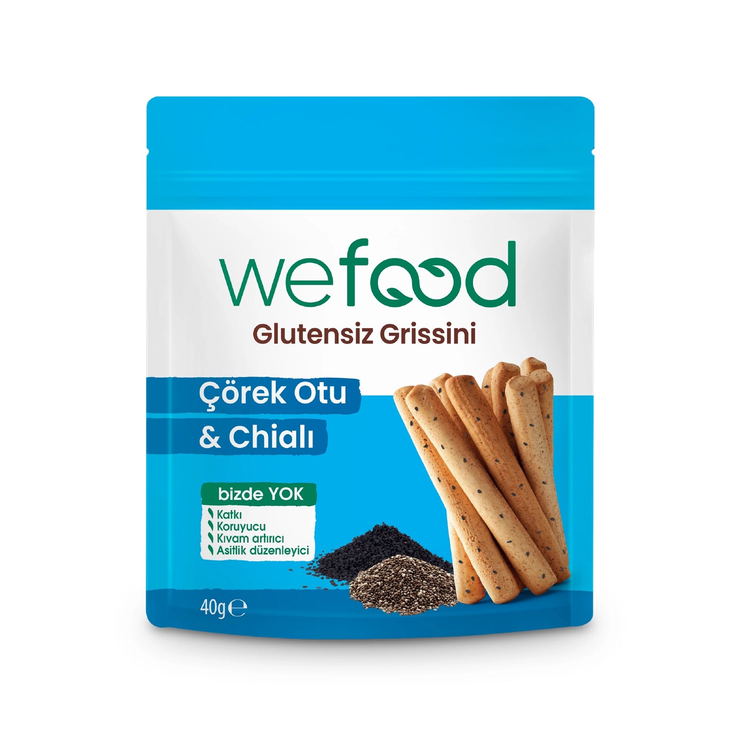 Wefood Glutensiz Grissini Çörek Otu & Chia'lı 40 g